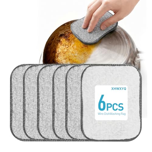 XHWXYQ Double Layer Wire Dishwashing Rag (Small) - Non-Scratch, Reusable for Wet & Dry Cleaning