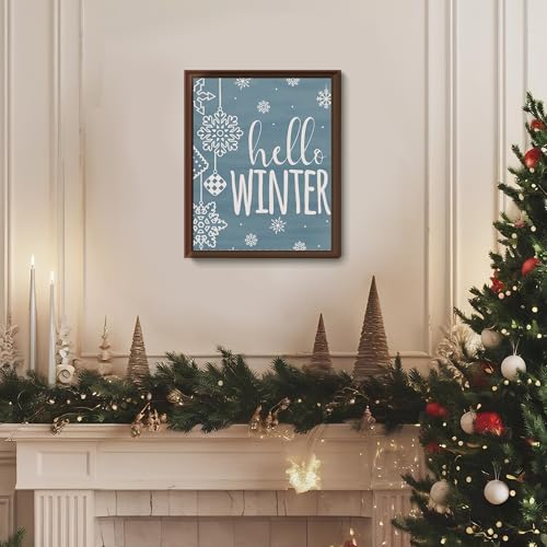 Christmas Winter Gingerbread Man Snowman Wall Decor Posters - Blue Variation, Set of 4, 8x10 Inch