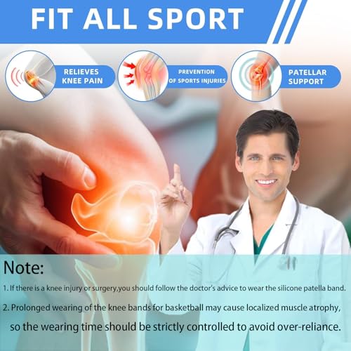 2 Pack Patella with Knee Brace for Patella Tendon Pain Relief - Knee Brace for Tendonitis Jumper Running Sports Basketball Men Women Knee with Patella Support (White) (Black)