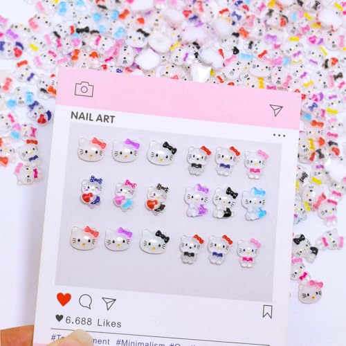 60Pcs Cute Nail Rhinestones Mixed Cartoon Resin Gems Flatback Charms