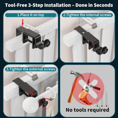 Heavy-Duty Steel Blind Rod Brackets for 1-2" Headrails – 2 Pack