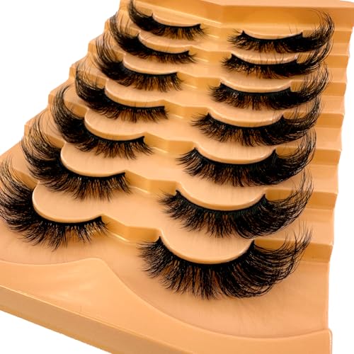 7 Pairs Wispy False Eyelashes Fluffy Faux Mink Strip Lashes