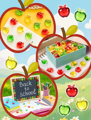 60pcs Acrylic Mini Apples - Colorful Back to School Decor