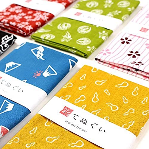KOMESICHI Japanese Tenugui Towel - Fox & Torii Design, 100% Cotton, 12.99 x 34.64 in