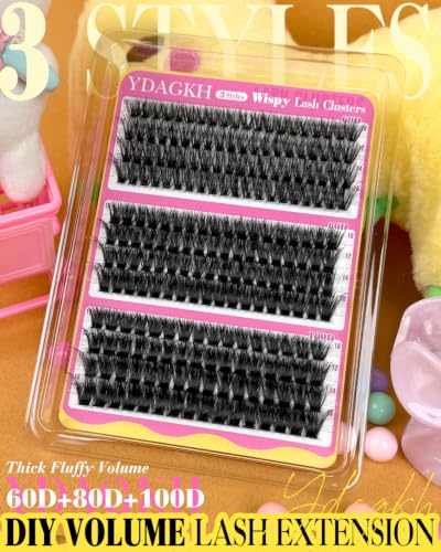 YDAGKH DIY Volume Lash Clusters Fluffy Eyelash Extensions D Curl Wispy