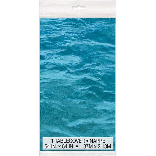 Blue Ocean Waves Rectangular Plastic Table Cover - 54"x108"