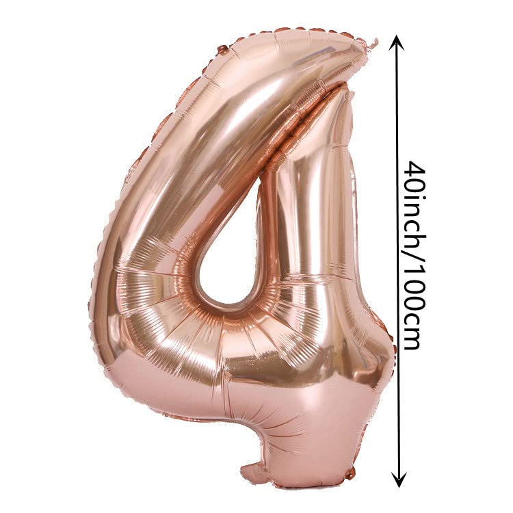 Rose Gold 44th Birthday Decorations - 40 Inch Foil & Confetti Balloons