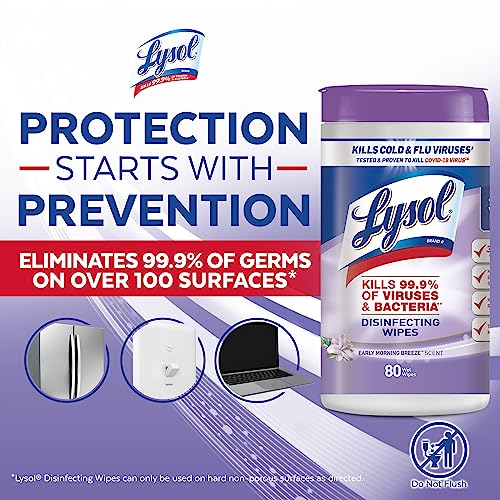 Lysol Disinfecting Wipes, Multi-Surface Cleaner, Morning Breeze, 80 Count