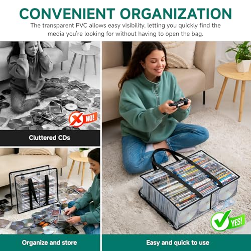 Philbinden Clear DVD Storage Bags - Holds 90 Blu-Rays & 120 CDs
