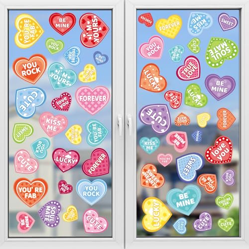 9 Sheets Jumbo Heart Window Clings - Reusable Valentine's Day Decor