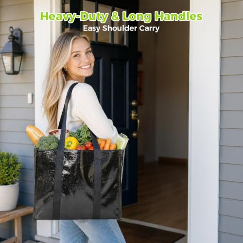 Large Capacity Reusable Grocery Bags - Waterproof Tote Bags (4 Pack)