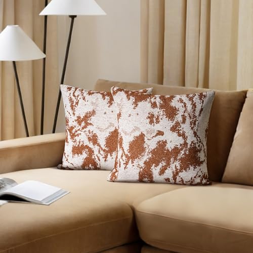 AELS Burnt Orange Decorative Throw Pillow Covers 18x18, Set of 2