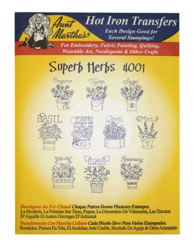 Aunt Martha's Iron-On Transfer Patterns Set for Fabric Art - 5 Designs