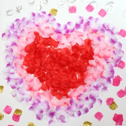 1000 Pcs Purple Gradient Artificial Silk Rose Petals for Weddings