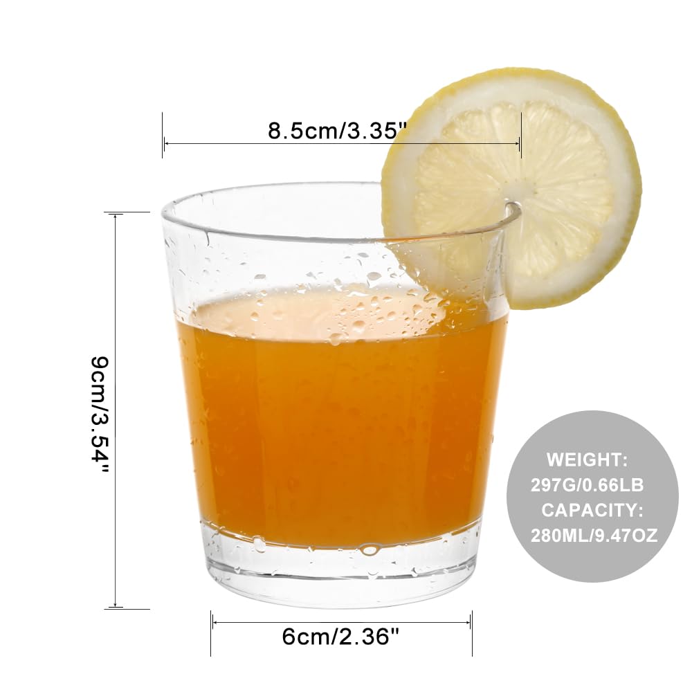 BTGLLAS 9oz Lowball Glasses, 24pc Short Glass Sets - Lead-Free Crystal Drinking Glasses for Water, Mojito, Tom Collins - Premium Bar Glassware & Cocktail Glass Set (24, Small)