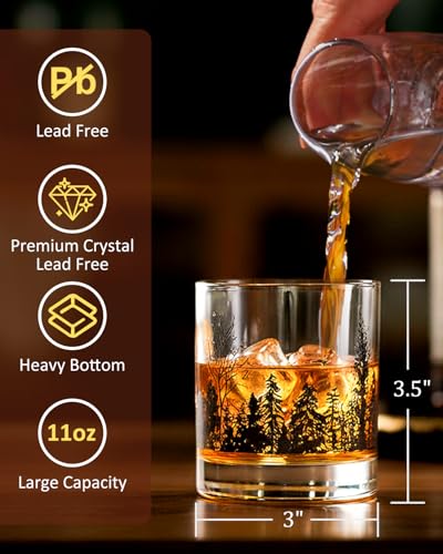 4 Pack Whiskey Glasses Set of 4, 11oz Bourbon & Cocktail Drinking Glasses