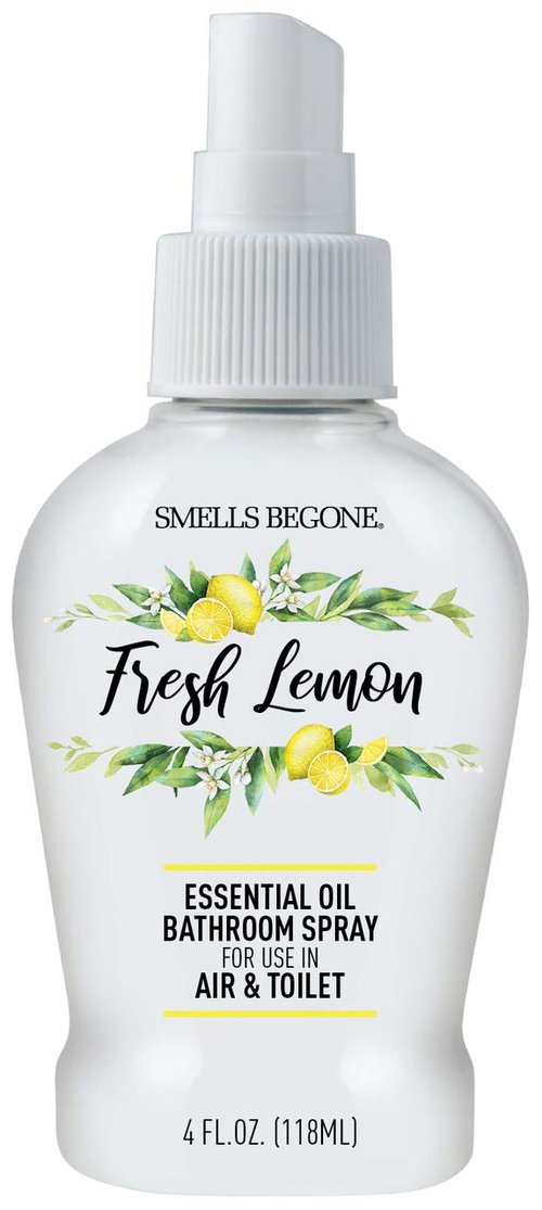 SMELLS BEGONE 4 oz Essential Oil Air Freshener Bathroom Spray - Eliminates Bathroom & Toilet Odors - Made with Essential Oils - Fresh Lemon Scent