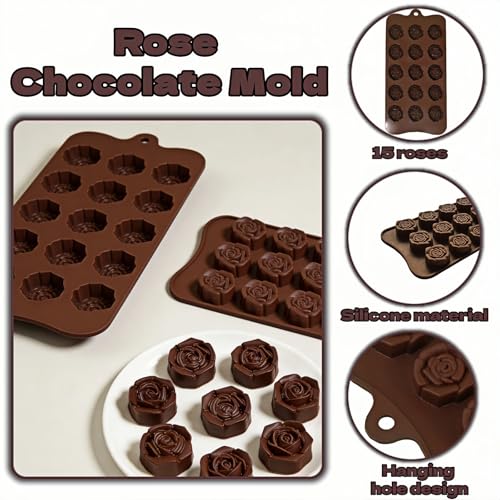 2PCS Rose Silicone Mold Set - 15-Cavity Non-Stick Baking Mold