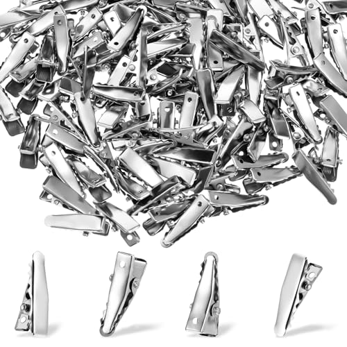 Bewudy 120 Pcs Small Alligator Hair Clips, 0.98 Inch Silver Metal Mini Hair Pins for Styling and DIY Crafts