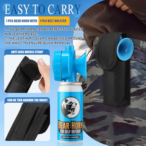 1.4oz Bear Horn Self Defense 123dB Loud Air Horn Audible up to 1/2 Mile Safety Air Horn for Wild Animals Bear Alarm for Hiking Climbing Camping and Outdoor Protection