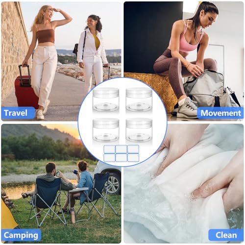 DTDNZKN 4-Pack 1 Oz Travel Containers for Creams Leak Proof Jars with Labels