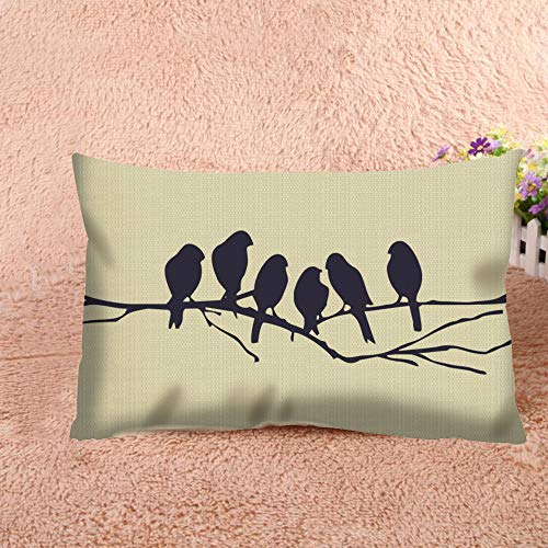 Bird Branch and Birdcage Decorative Pillow Cover - 20x12 Inches