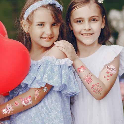 EMOME Glitter Valentine Temporary Tattoos for Kids Party Favors Goodie Bags