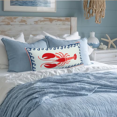 Coastal Lobster 12x20 Pillow Cover - Nautical Beach House Decor