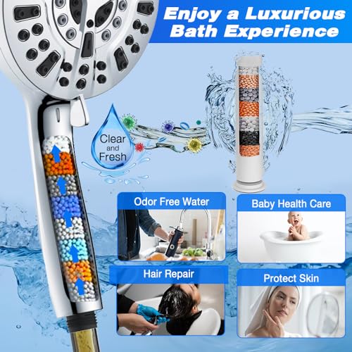 Amorix 2 Pack Handheld Shower Filter for Hard Water - White, Replacement Set