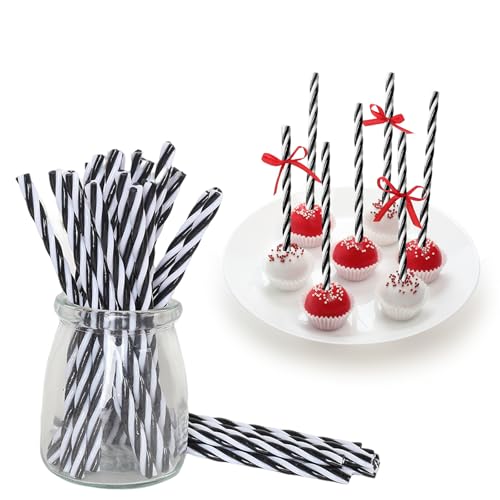 60-Pack Black Christmas Candy Cane Sticks for Decorations