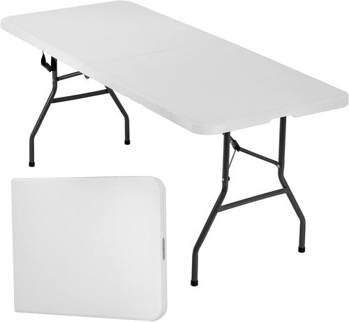 FDW Folding Table - Portable 6 FT Half-Size Design for Parties & Backyard Events - White Finish
