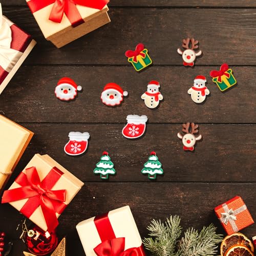 CANIPHA 12Pcs Christmas Hair Clips Mini Plush Holiday Hair Bows and Santa Hat Pins