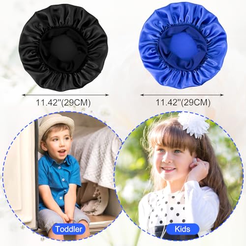 2-Pack Kids Satin Sleep Bonnet with Wide Elastic Band for Curly Hair