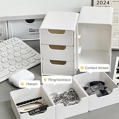Mini Square Desktop Storage Unit with 3 Drawers for Beads & Jewelry
