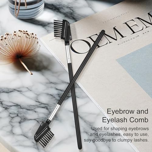 Kootinn Dual-Sided Eyelash Comb & Eyebrow Spoolie Brush with Steel Teeth