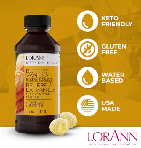 LorAnn Oils Butter Vanilla Emulsion for Baking - 16 Fl Oz Flavoring