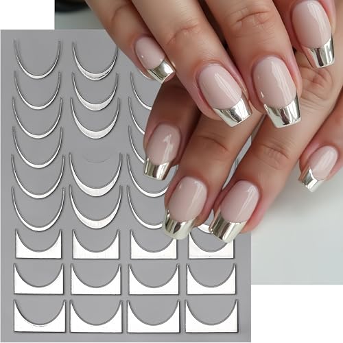 French Tip Nail Art Stickers 3D Self-Adhesive Metal Strip Decals