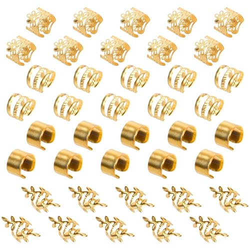 Gold Hair Braids & Dreadlock Cuffs 40-Piece Set for Styling