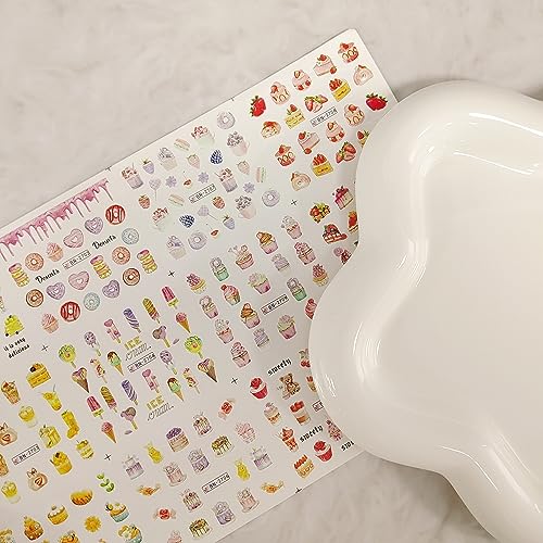 GRITOSE 12 Sheets Colorful Donut Ice Cream Candy Nail Art Water Decals