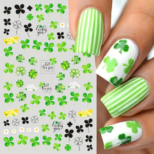 St. Patrick's Day 3D Self-Adhesive Nail Stickers - 8 Sheets Shamrock Decals