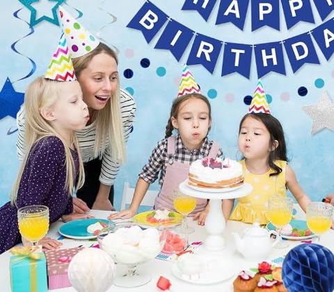 Navy Blue Happy Birthday Banner for Nautical Theme Parties