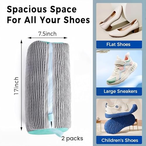 Shoe Washing Machine Bag - Grey Mesh Laundry Bag for Sneakers