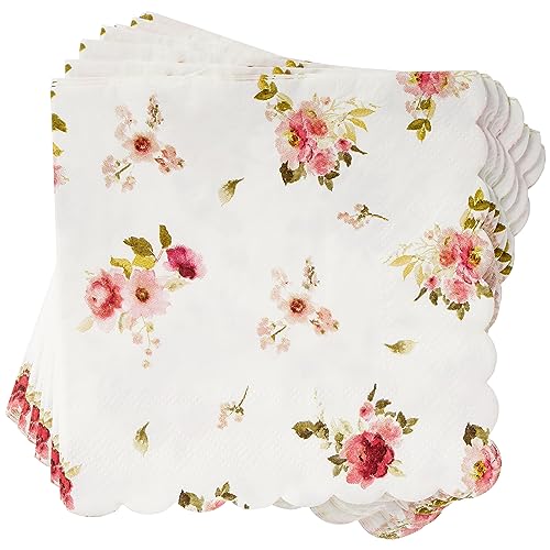 C.R. Gibson Floral Heart Beverage Napkins, 20-Count, 5"