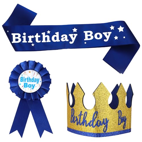 3-Pack Birthday Boy Crown Hats for Kids' Parties | Eiodoni