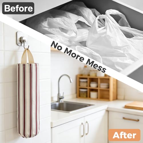 YAWIKO Red Plastic Bag Holder & Organizer for Grocery Bags