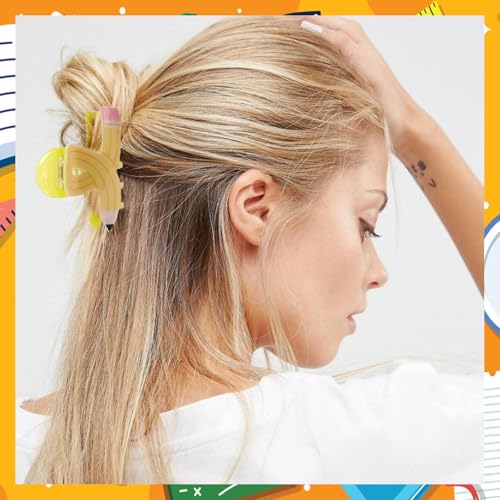 Teacher Pencil Hair Claw Clips 3-Pack Yellow Cute Hair Accessories