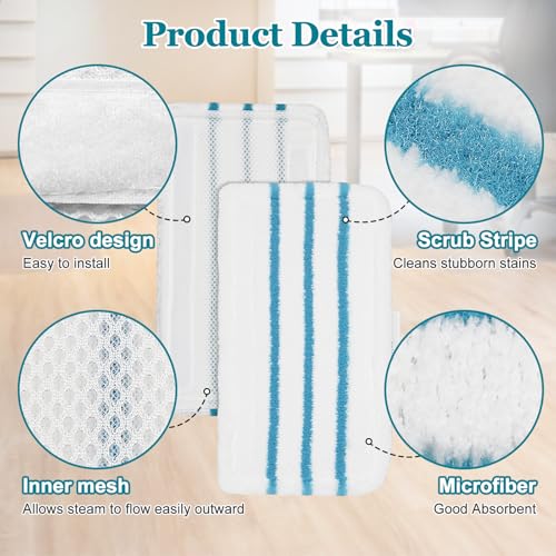 4-Pack Steam Mop Pads Replacement for Black+Decker Models