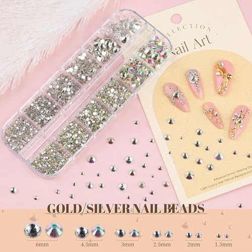 Sinyanail Nail Rhinestones and Pearls Kit 2 Boxes Flatback Gems