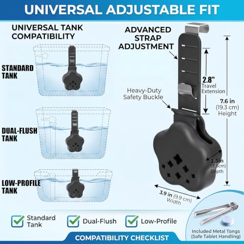 BespBliss Adjustable Silicone Toilet Tank Tablet Holder - Black, 1 Pack