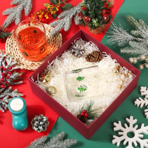 Christmas Tree Icon Juice Glasses - 14 oz Set with Festive Holiday Design - Tree Variation